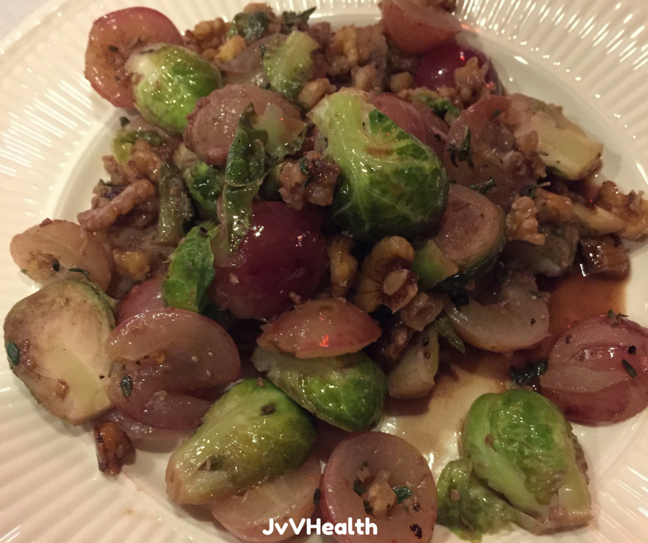 Browned Brussels Sprouts with Grapes and Walnuts